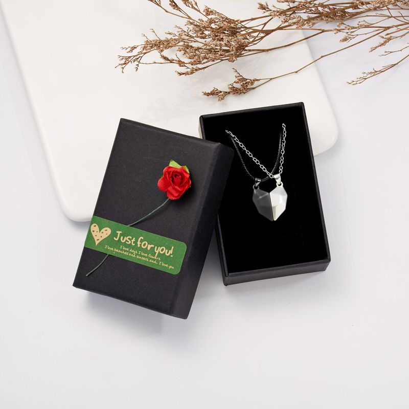 Creative Wishing Stone Splicing Magnetic Heart Versatile Couple Necklace In Stock_voghion.com