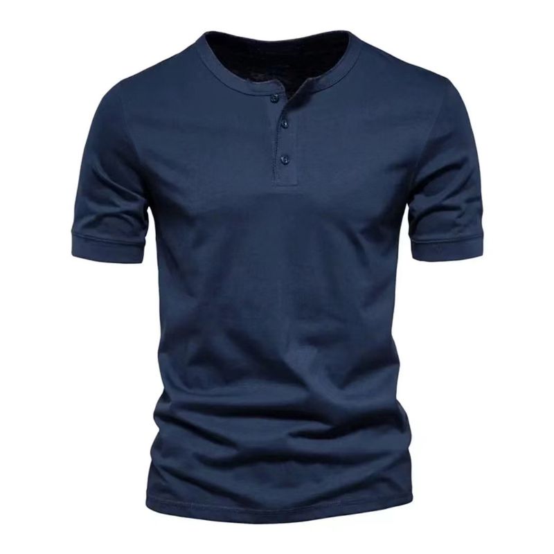 Maglietta casual slim fit a maniche corte con scollo rotondo Henry da uomo, taglie forti_voghion.com