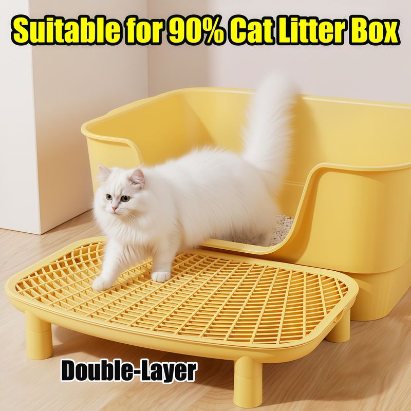 Tapis filtrant double couche et sable, conception étanche, tapis amovible, compatible avec la litière pour chat, par PawParty Store_voghion.com
