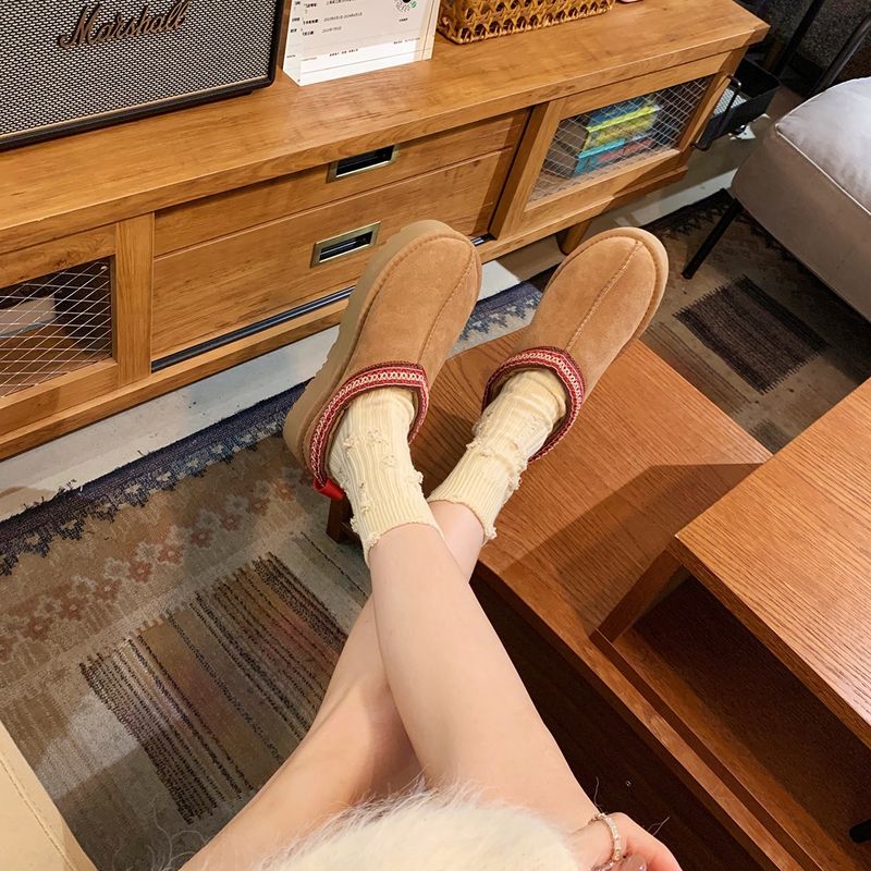 Xd3 Huidong Yixin Da Echtes Leder Fleece-Gefüttert Verdickt Low-Cut Baumwolle Schuhe Pelzigen Dicken Sohlen Warme Schnee Stiefel Für_voghion.com
