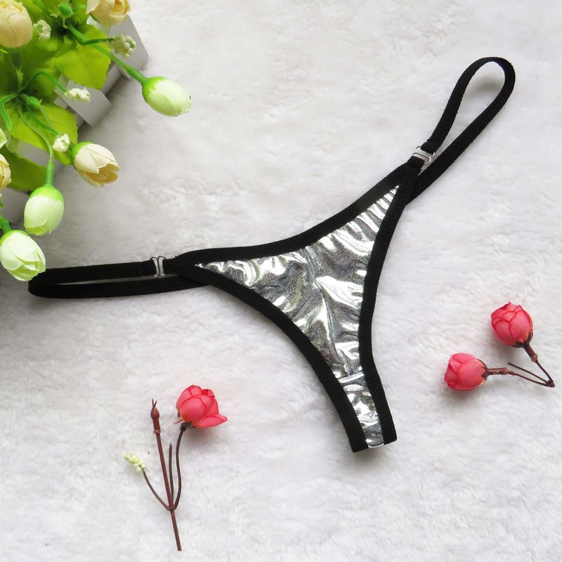 Dámské spodní prádlo, sexy, průsvitné kalhotky ve tvaru T, dámské mini plavky s T-backem, lakované kožené plavky_voghion.com