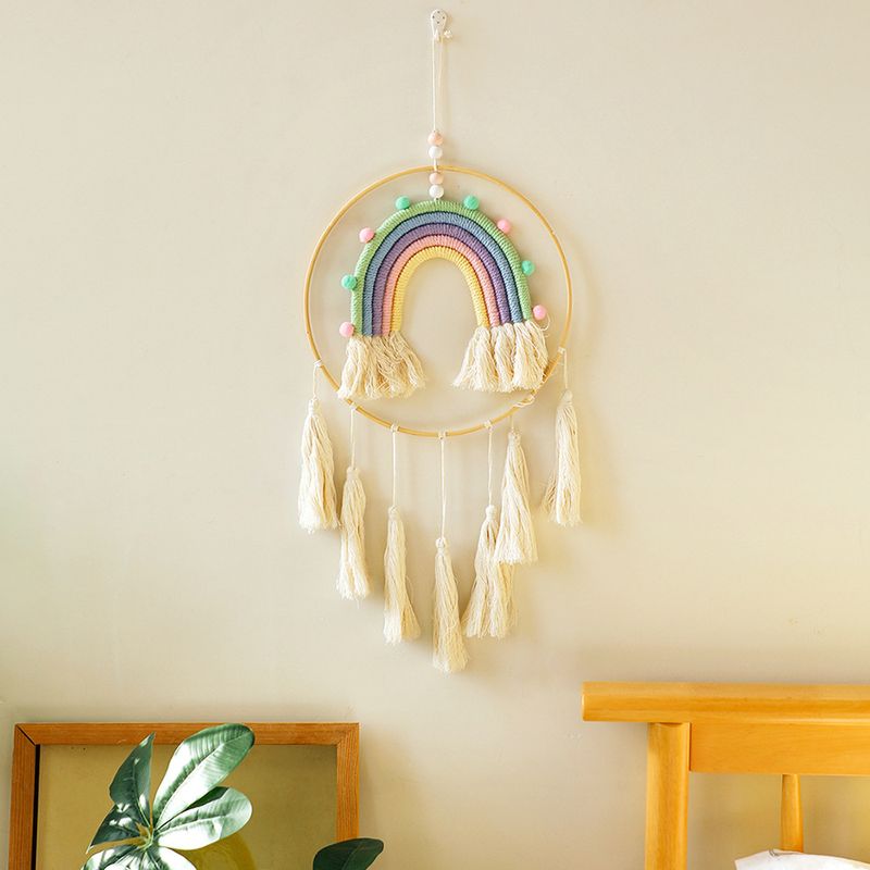 Boheemse souvenir handgeweven kwast regenboog wandtapijt eenvoudig huis woonkamer wandhanger_voghion.com