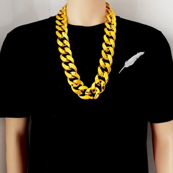 Hip Hop Exaggerated Large Chain Plastic Simulation Gold Necklace Personalized Performance Props,Street Art,Rapper,Cool And Personalized,No Fade_voghion.com
