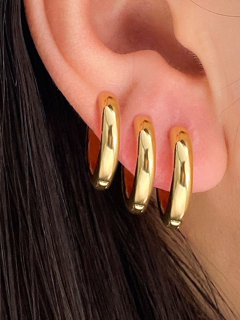 GEOMETRIC TRIO - Alloy Hoop Earrings Set (High-End Minimalist Jewelry, Retro Personality Design)_voghion.com