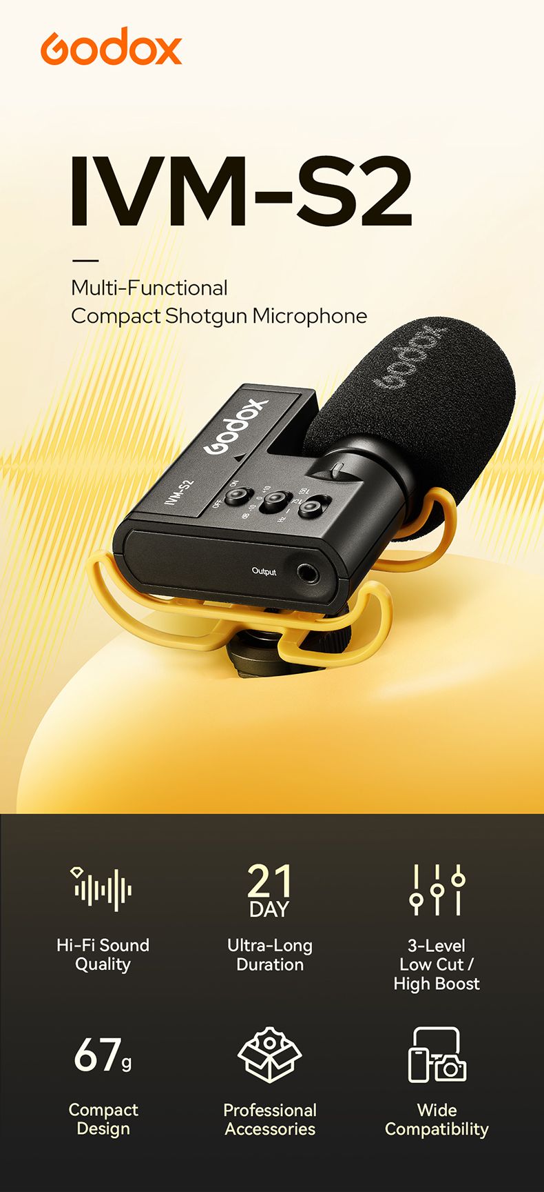 GODOX IVM-S2 Compact Shot gun for Mobile Phone Micro SLR Camera Recording Interview Professional Cardioid Microphone_voghion.com