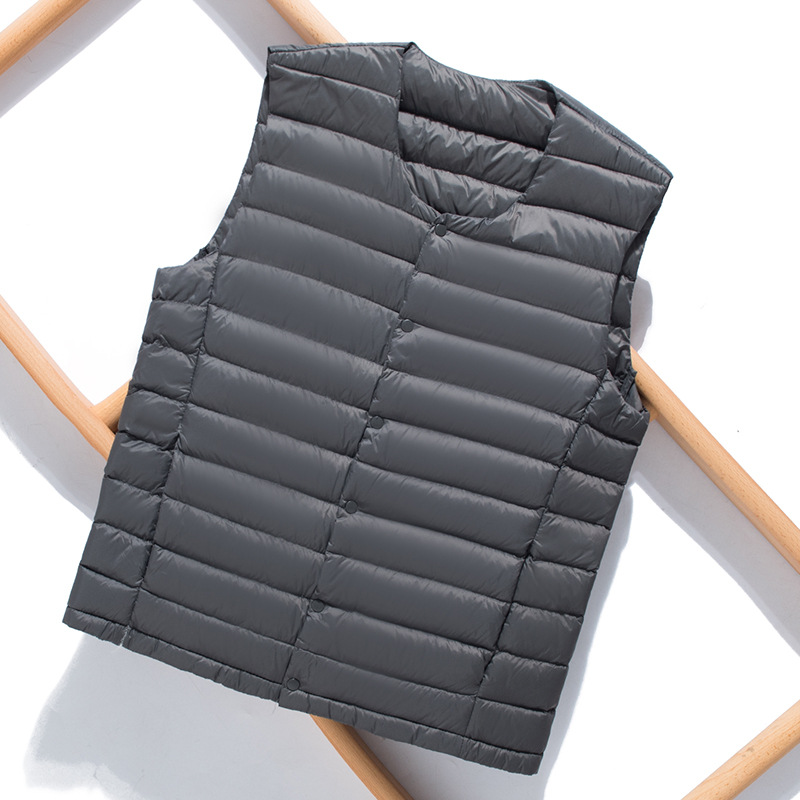 Off-Season New Men's Lightweight Down Jacket Stand Collar Coat Youth Plus Size Sleeveless Vest_voghion.com