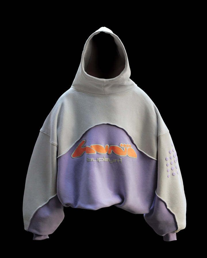 Felpa con cappuccio e stampa in schiuma con lettere e cuciture colorate, casual e alla moda, da uomo_voghion.com