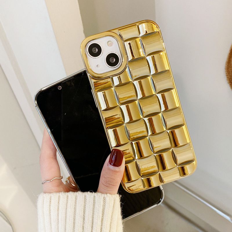 Mobile phone case square woven pattern suitable for iPhone14promax mobile phone case Apple 13/11 electroplating Samsung s22 soft_voghion.com