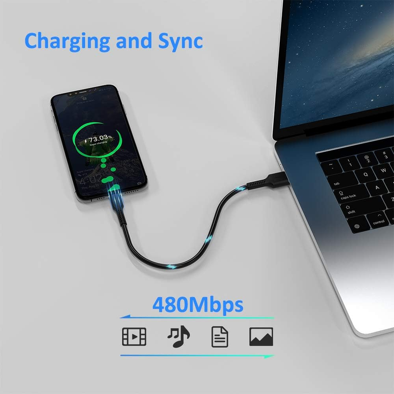 6 Zoll (ca. 15,2 cm) kurzes C-Kabel. 5-teiliges Set langlebiger A-auf-USB-C-Typ-3A-Schnellladestationen._voghion.com