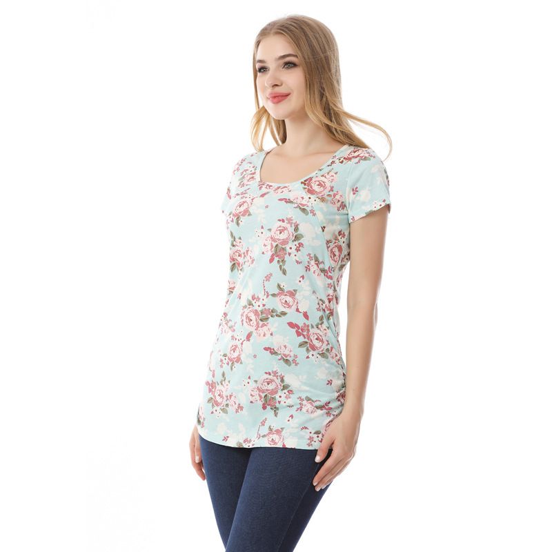 Summer leopard print for casual oversized clothes, fashionable and versatile, zippered short sleeved nursing clothes_voghion.com