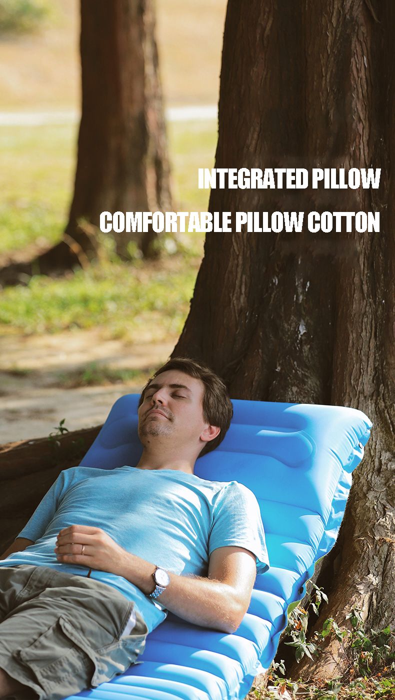 Matelas gonflable de camping en plein air avec oreillers, matelas pneumatique ultraléger avec pompe de gonflage intégrée, randonnée_voghion.com
