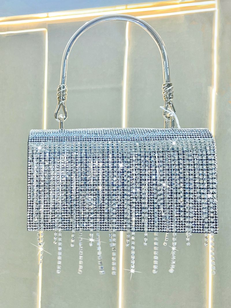Nuevos bolsos de noche con borlas de diamantes y bandolera inclinada para banquetes_voghion.com