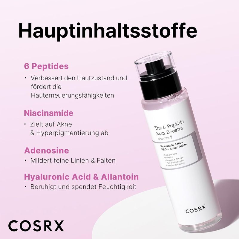 COSRX 6 Peptide Collageen Serum Toner Gezicht voor Vernieuwing en Versteviging met Niacinamide en Hyaluronzuur, Verbetert de Huid_voghion.com