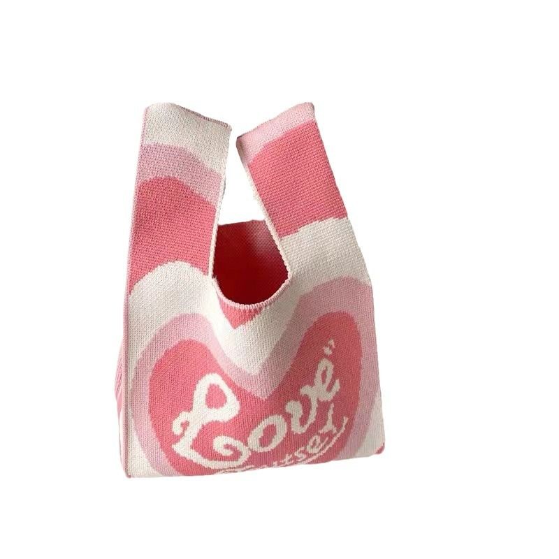 Knitted Handbag For Women New Tote Cute Korean And Japanese Style Versatile Office Lunch Ladies Handheld Shoulder Bag_voghion.com