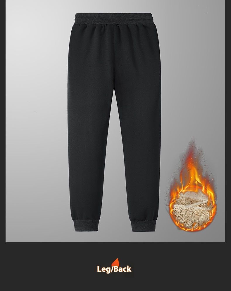 Lammfleece-Hygienehose, übergroß, lässig, mit dicken Knöchelmanschetten, warme Hose, Hose aus Nordbaumwolle_voghion.com