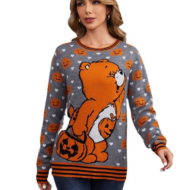 Women's sweater Halloween jacquard sweater Autumn and winter special color cartoon casual _voghion.com