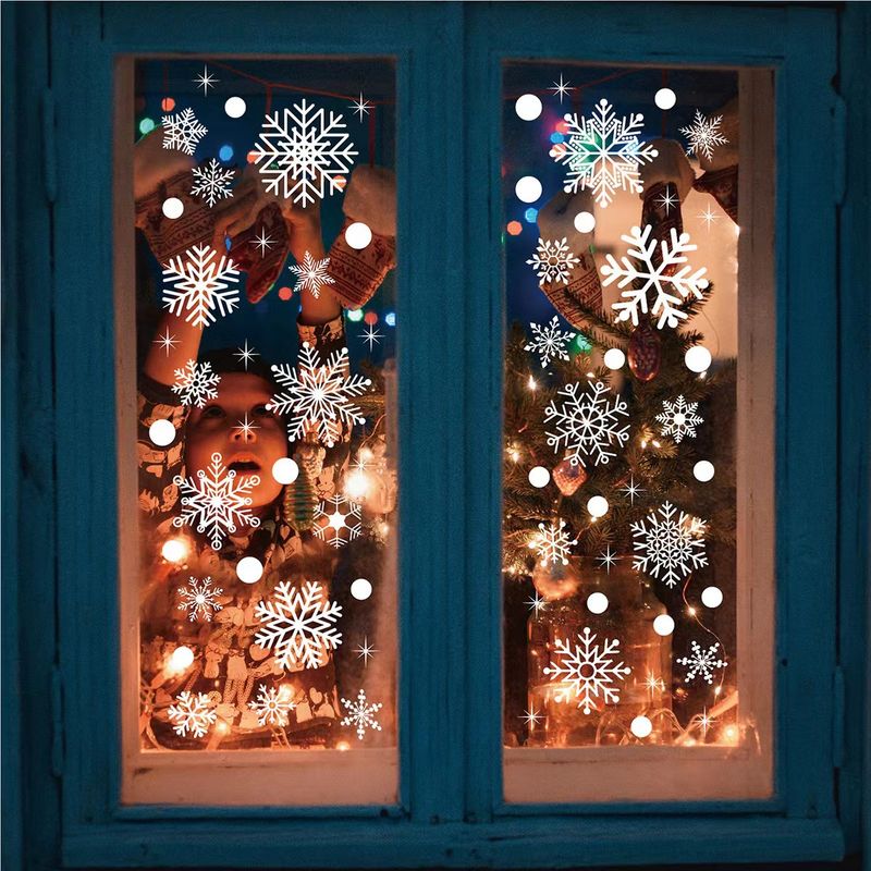 Christmas snowflake elk sleigh window decoration Christmas tree 3d static sticker New Year window sticker Christmas sticker_voghion.com