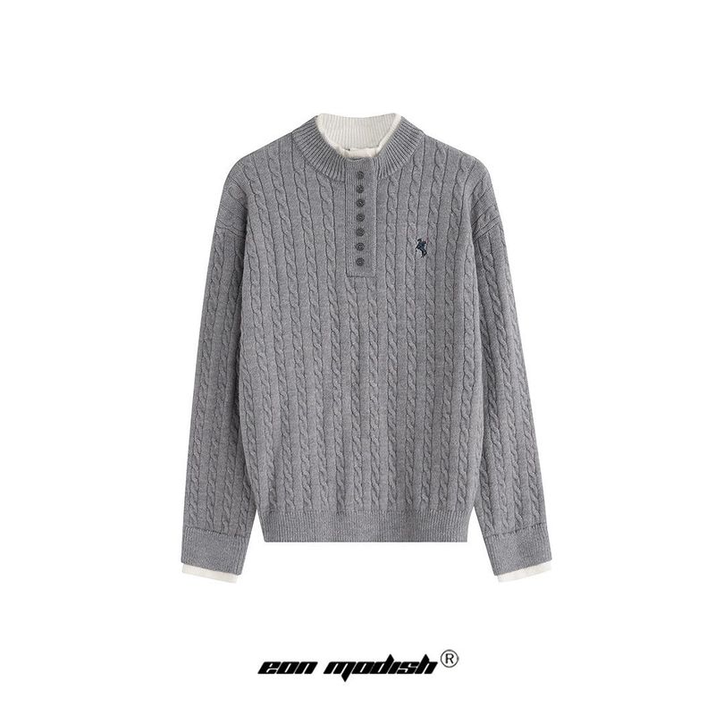 Eon Modish 25 Autumn New American Style Simple Versatile Two-Piece Knitted Sweater_voghion.com