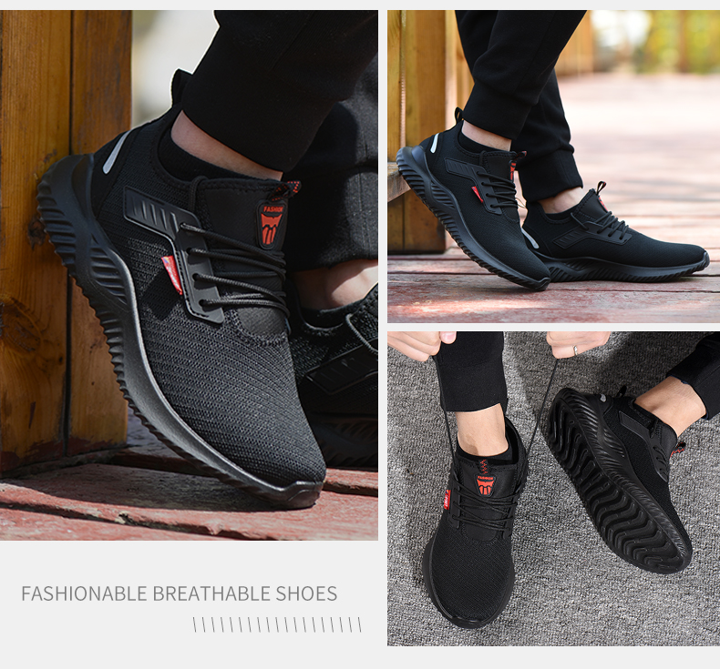 Sapatos de trabalho de segurança para construção masculinos ao ar livre com biqueira de aço botas de segurança leves à prova de furos de alta qualidade_voghion.com
