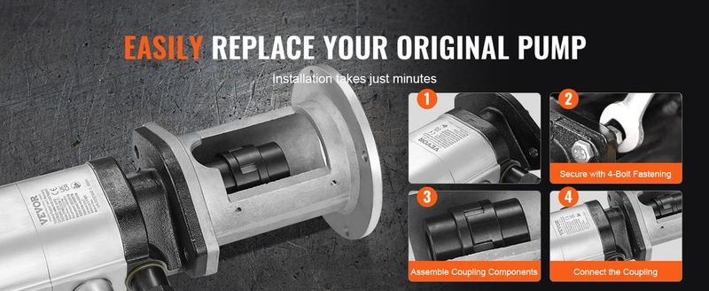 VEVOR Hydraulic Wood Log Splitter Pump Kit, 22GPM, 2 Stage 4000PSI Aluminum Hydraulic Gear Pump, With Valve Coupling Installation Base 3/4'' NPT Outlet 3600 RPM, For Small Engine Mounting Log Splitter_voghion.com