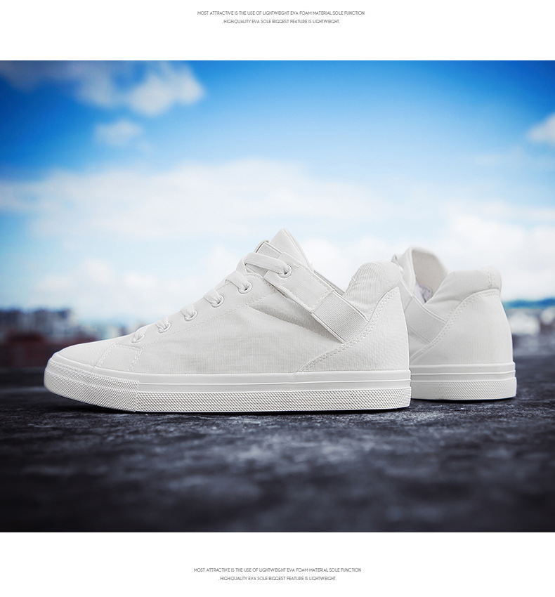 Sneakers, studenter, alla svarta arbetskläder sommar vit skateboard Instagram canvas skor för män, trendiga skor_voghion.com