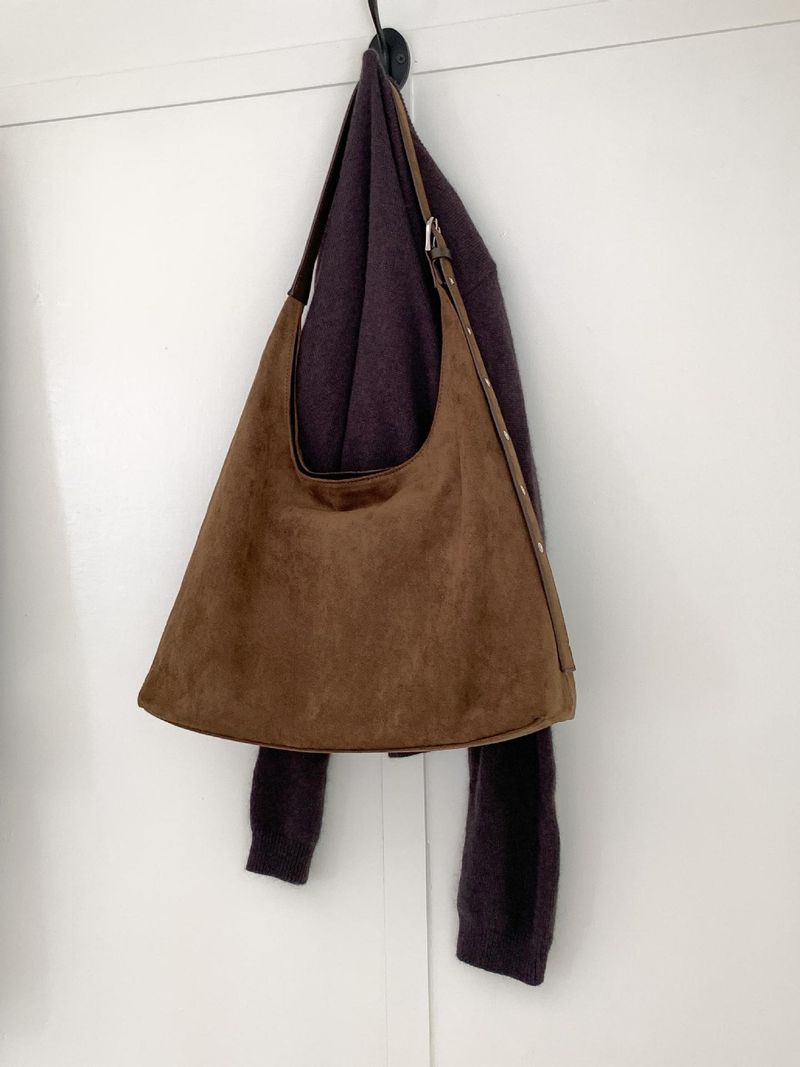 Borsa a tracolla da donna in pelle scamosciata, versatile e di grande capacità_voghion.com