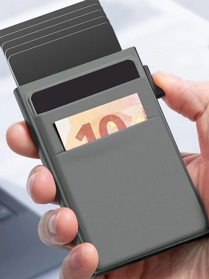 Kortfodral Multifunktionellt kontantklämma Kreditkortsfodral Rfid Sidotryck Stöldskyddande borste Multikortsväska Metallväska Aluminiumlegering Kortlåda_voghion.com