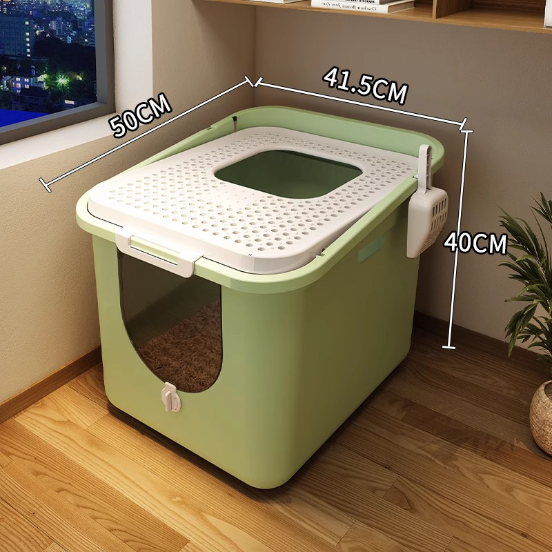 Odor-Proof Fully Enclosed Toilet Litter Tray Extra Large Splash-Proof Cat Poop Box Beiqin_voghion.com