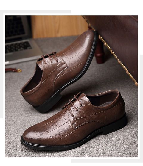 Novos sapatos masculinos de couro xadrez para negócios, sapatos sociais de tamanho grande, sapatos masculinos casuais para casamento_voghion.com