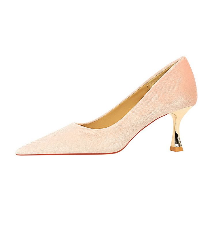 1818-2 Scarpe singole con tacco alto in metallo Xishi, stile banchetto, alla moda e minimaliste, con punta bassa e in camoscio_voghion.com