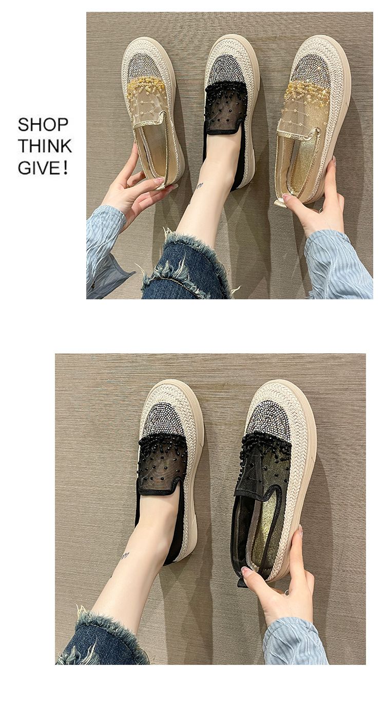 Scarpe da pescatore traspiranti con perline di diamante d'acqua Lefu in rete estiva, suola spessa in torta di pino, scarpe singole casual per_voghion.com