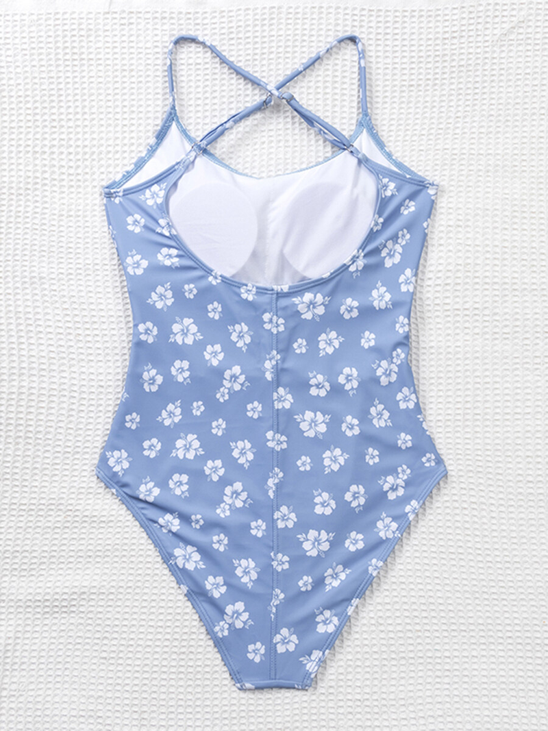 Happybuyner Damen-Sommer-Monokini-Badeanzug, ärmellos, rückenfrei, Blumendruck, geraffter Badeanzug, einteiliger Badeanzug_voghion.com