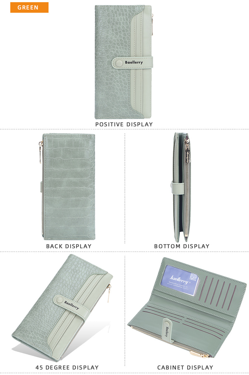 Baellerry New Women's Long Wallet Stone Pattern Multi-Card Clutch Zipper Card Holder Wholesale_voghion.com