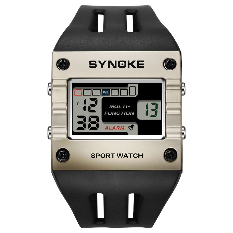 SYNOKE Trendy New Color Square Alloy Sport Elektronische Uhr Herrenmode Großbild Wasserdichte Armbanduhr_voghion.com
