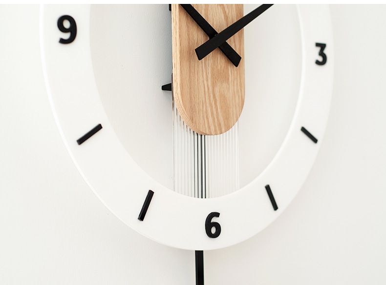 Relógio de parede minimalista nórdico moderno de madeira maciça com balanço silencioso para sala de estar, quarto, personalidade, decoração criativa para casa_voghion.com