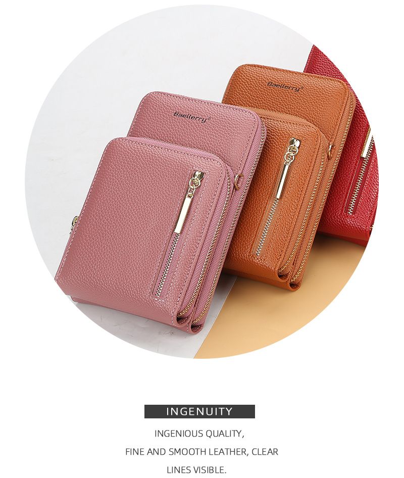 Shoulder Bag Fashionable and Versatile Zipper Vertical Double-layer Mobile Phone Bag Anti-theft Small Square Bag for Shopping and Dating Baellerry_voghion.com
