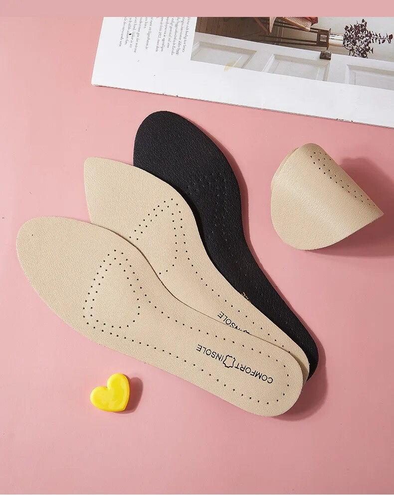 1 Paar Leder Damen Schuhe Einlegesohlen Weiche, rutschfeste Schuhpolster Komfort-Einlegesohle zur Unterstützung des Fußgewölbes zur Linderung von Plantarfasziitis an den Füßen_voghion.com