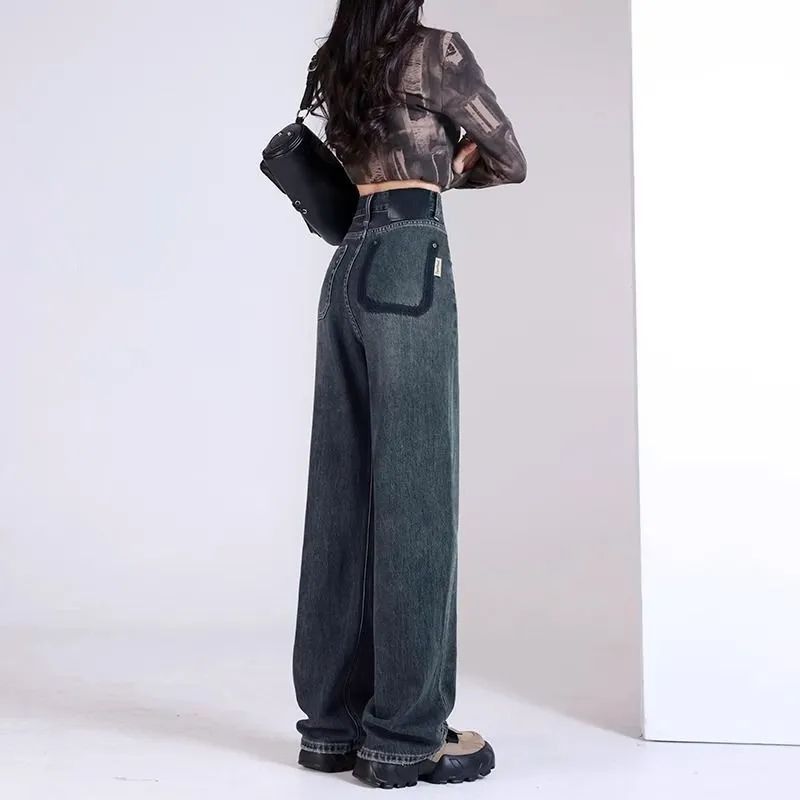 Womens Casual Straight Leg Jeans Loose Fit Denim Pants High Waist Light Blue Wide Leg Vintage Destroyed Autumn New Design_voghion.com