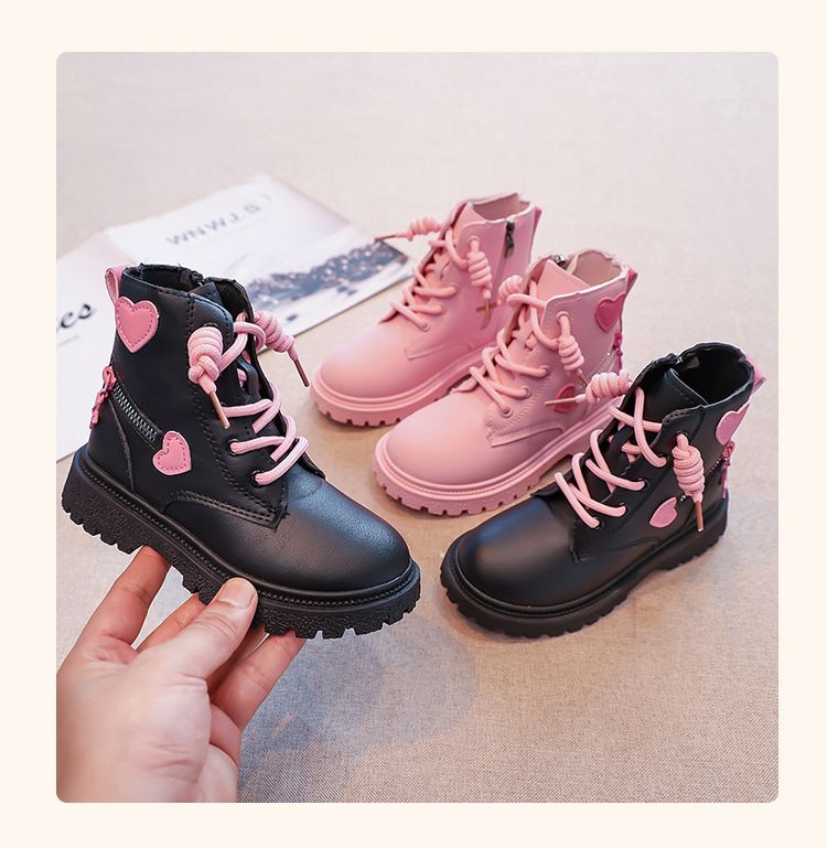 Bottes Martin pour enfants, bottes pour filles, bottes princesse en cuir, bottes simples antidérapantes pour printemps et automne avec jupe, bottes pour petites filles_voghion.com