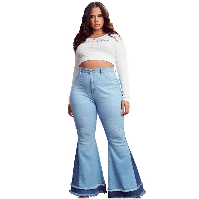 Pantalon évasé extensible à jambes larges pour femmes, vêtements à la mode, couleur assortie, coupe slim_voghion.com