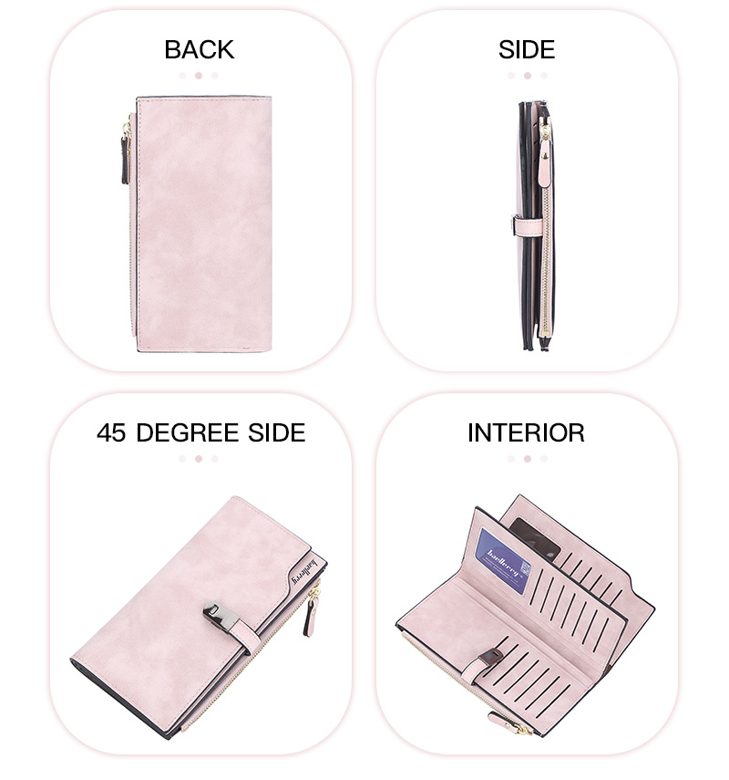 Baellerry Women's Long Wallet New Arrival Multi-card Matte Leather Clutch Multi-functional Mobile Phone Bag_voghion.com