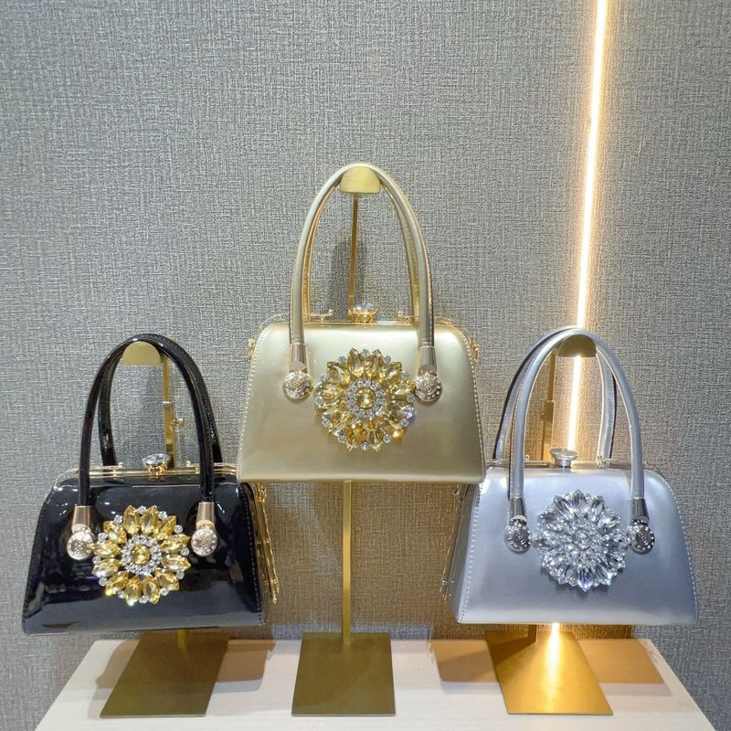 Nuova borsa a tracolla singola da donna, con intarsi di girasole e strass, per feste e serate_voghion.com