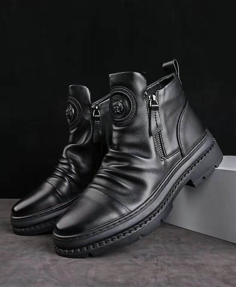 2024 Autumn High Top New Versatile Zipper Korean Edition Martin Boots Men's Casual Shoes_voghion.com