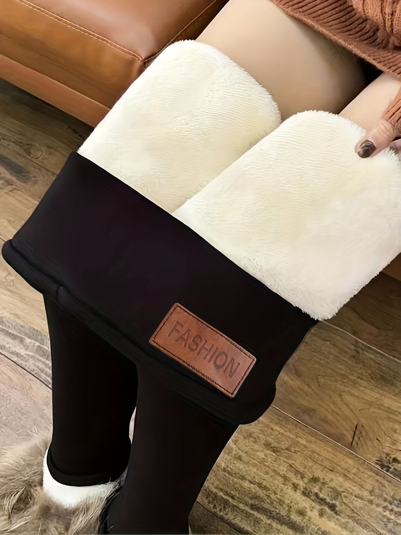 Vêtements pour femmes en cuir d'agneau et velours épais, leggings d'automne et d'hiver, pantalons chauds pour femmes_voghion.com