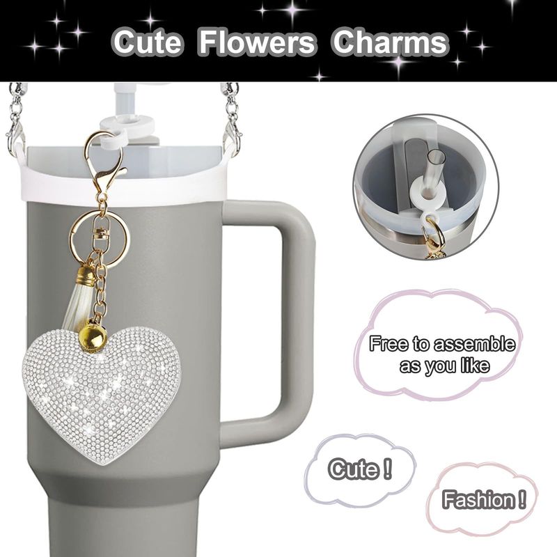 Applicable Accessories Set Heat Insulated Cup Cover Straw Cover Cute Ornaments 1 Handle With Anti Fall Cover_voghion.com