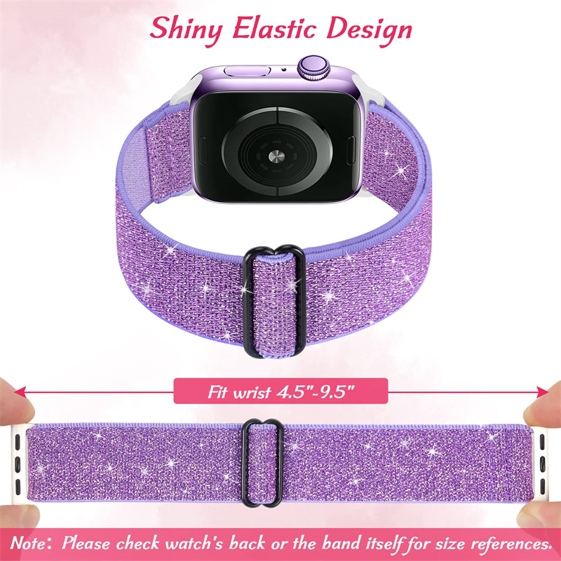 Bohemian Nylon Strap for Apple Watch ultra Series 8/7 49mm 41mm 45mm 38/42 Elastic Shiny Bracelet iWatch 6 5 4 3 Se Band 40/44mm_voghion.com