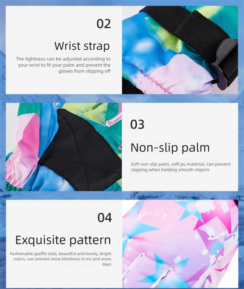 Premium Neue Erwachsene Winter Warme Ski Mode Graffiti Fleece Gefüttert Verdickte Unisex Fahrradhandschuhe_voghion.com