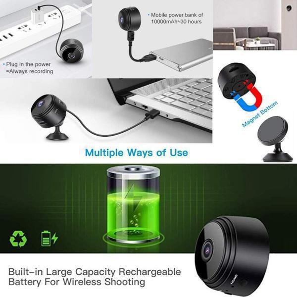 (1/2/4 szt.) 2023 Kamera Mini WiFi Szpieg Full HD 1080P Bezprzewodowa Ukryta Kamera Aktywowana Noktowizor Bezpieczeństwo Niania Kamera Nadzorcza Do Samochodu Dom Biuro_voghion.com