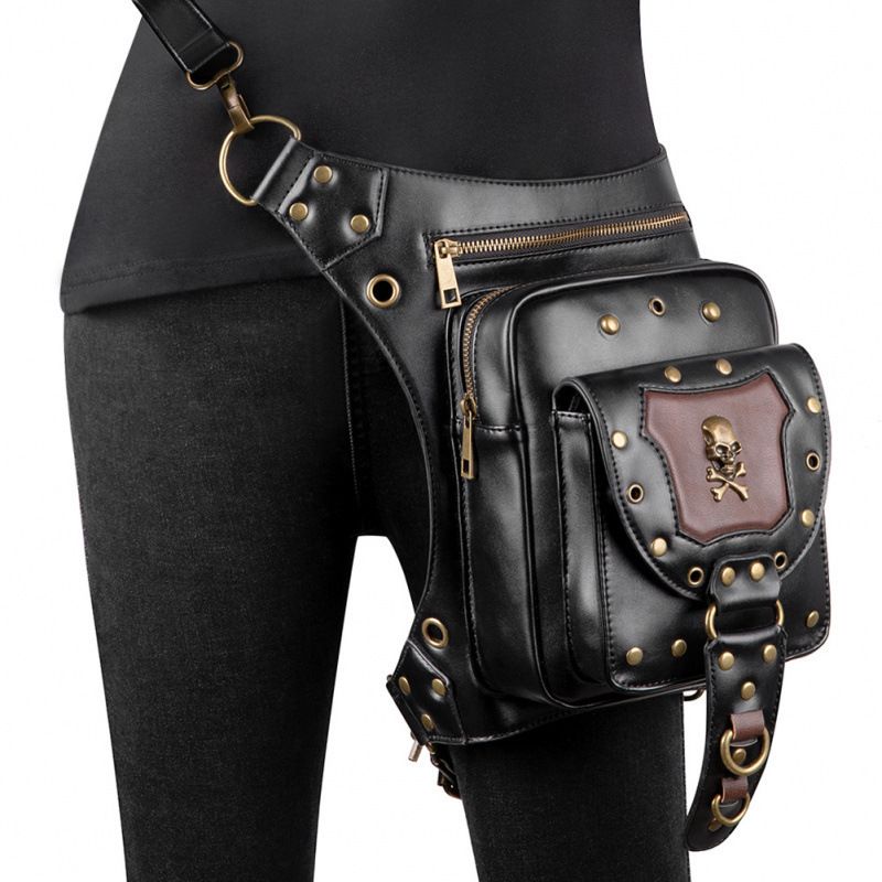 Borsa a tracolla da motociclista steampunk piccola con catena da donna_voghion.com
