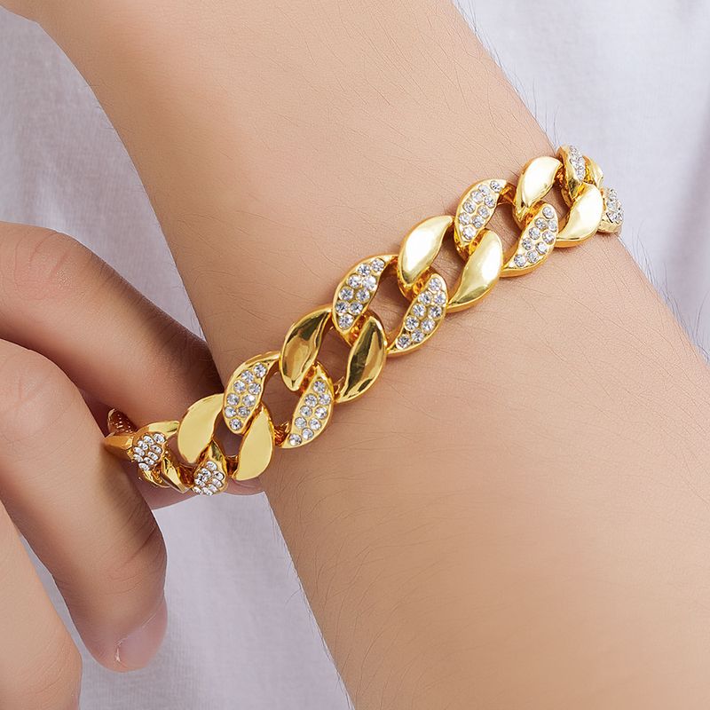 Bracciale cubano di marca alla moda punk con geometria hip hop piena di diamanti minimalista alla moda_voghion.com